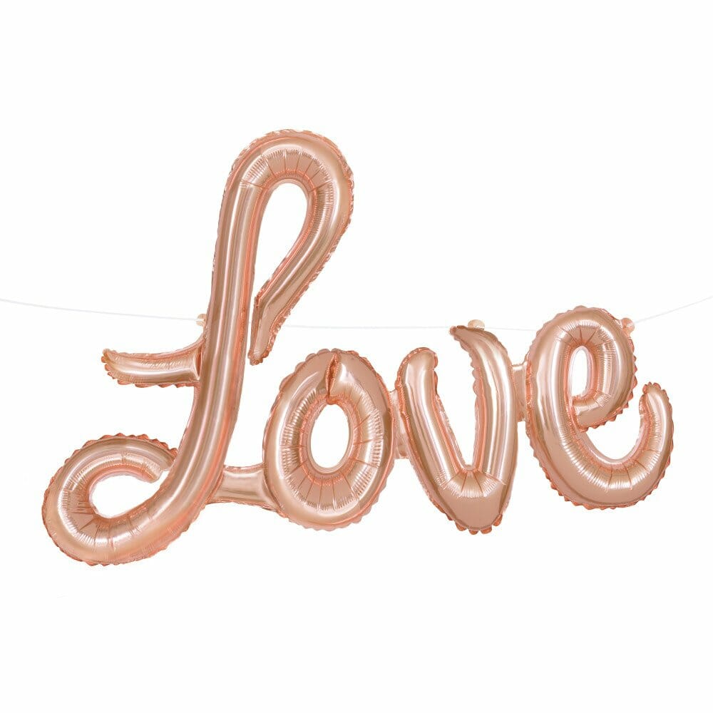 Rose Gold Love Foil Letter Balloon Banner Kit – 36 Inch