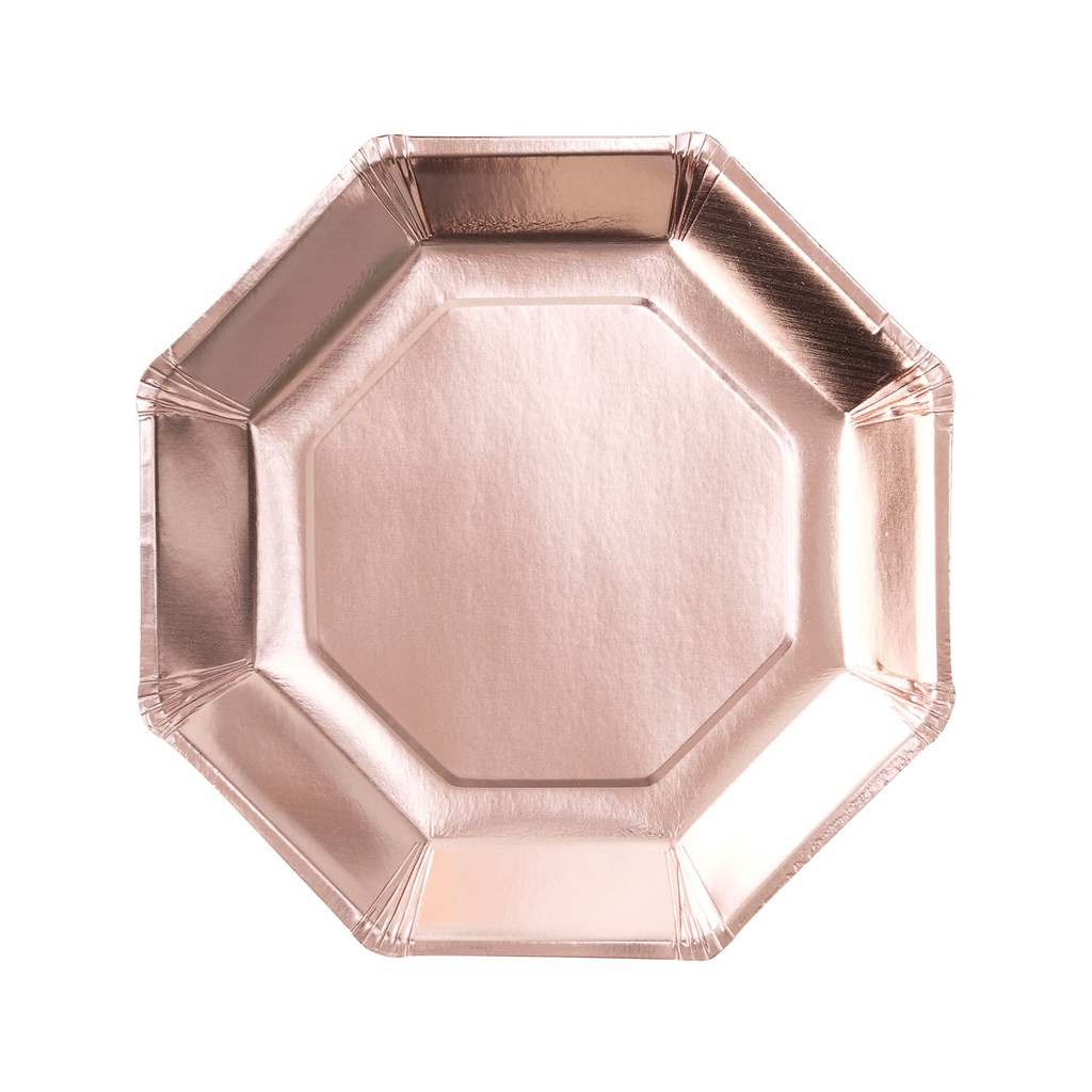 Rose Gold Paper Plates 25cm – 8pk