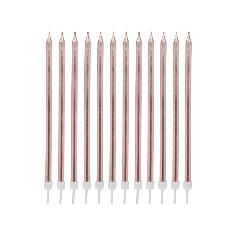 Rose Gold Tall Skinny Wax Candles 12 Pack