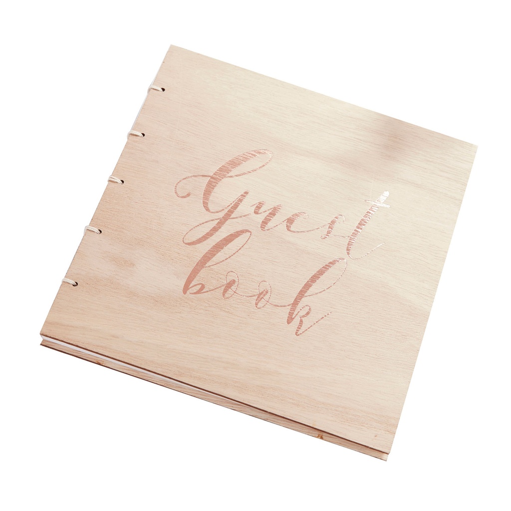 Rose Gold Wooden Wedding Guest Book – 22cm(W) x 23cm)H)