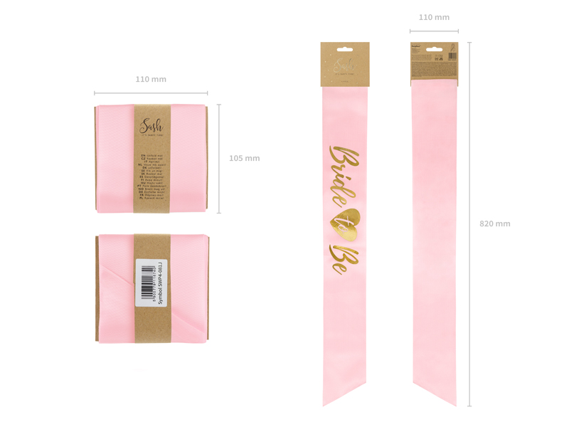 Sash Bride To Be, Light Pink, 75cm