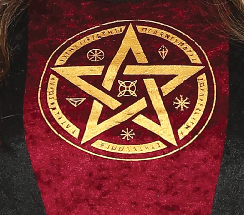 Satanic Priestess Lady Black & Red Hooded Dress – Adult Size Medium (10-12)