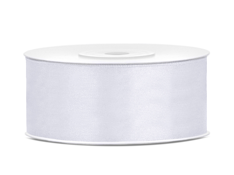 Satin Ribbon, White, 25mm (Sold Per Metre)