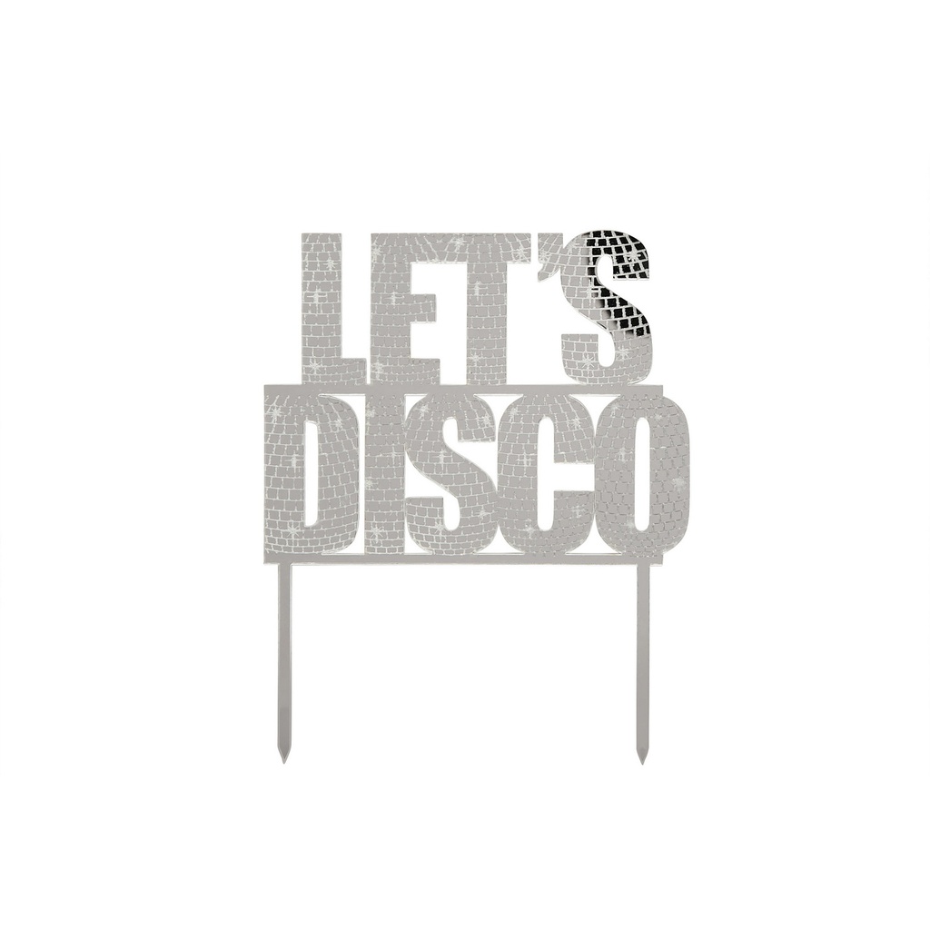 Silver Let’s Disco Acrylic Cake Topper