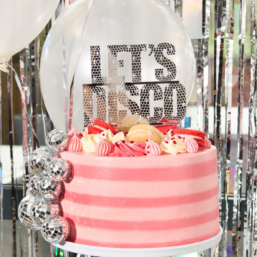 Silver Let’s Disco Acrylic Cake Topper