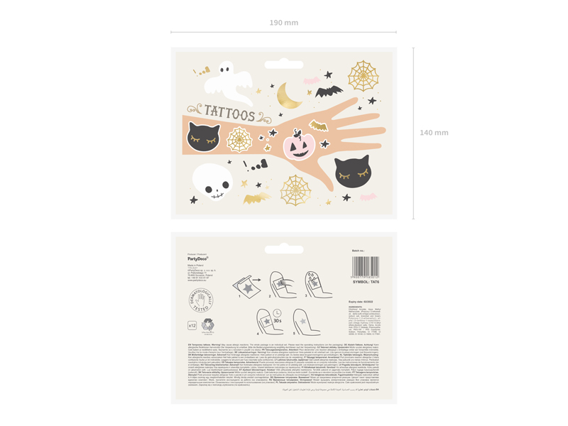 Temporary Tattoos Boo!, (1pkt / 12pc)