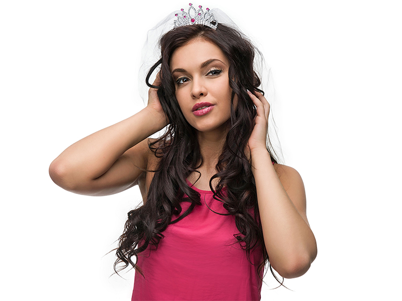 Tiara With A Veil For A Bachelorette Party, Silver