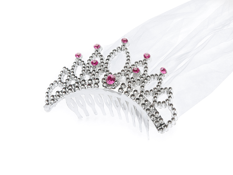 Tiara With A Veil For A Bachelorette Party, Silver