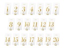 Tranparent Table Numbers Gold 7x12cm (1pkt / 20pc)