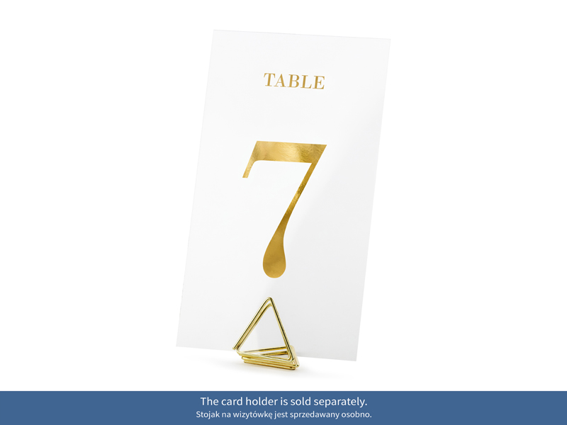 Tranparent Table Numbers Gold 7x12cm (1pkt / 20pc)
