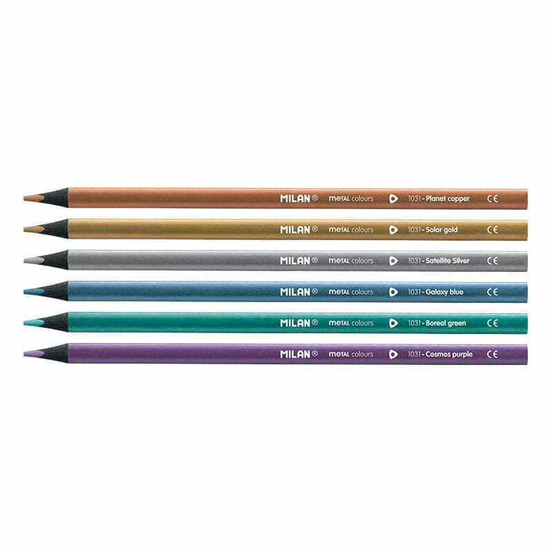 Triangular Metallic Colour Pencils – 6pk