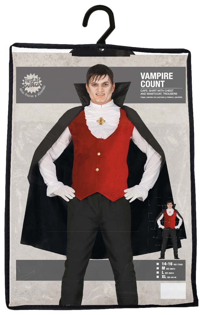 Vampire Count Man Costume – Age 14 to 16 Years