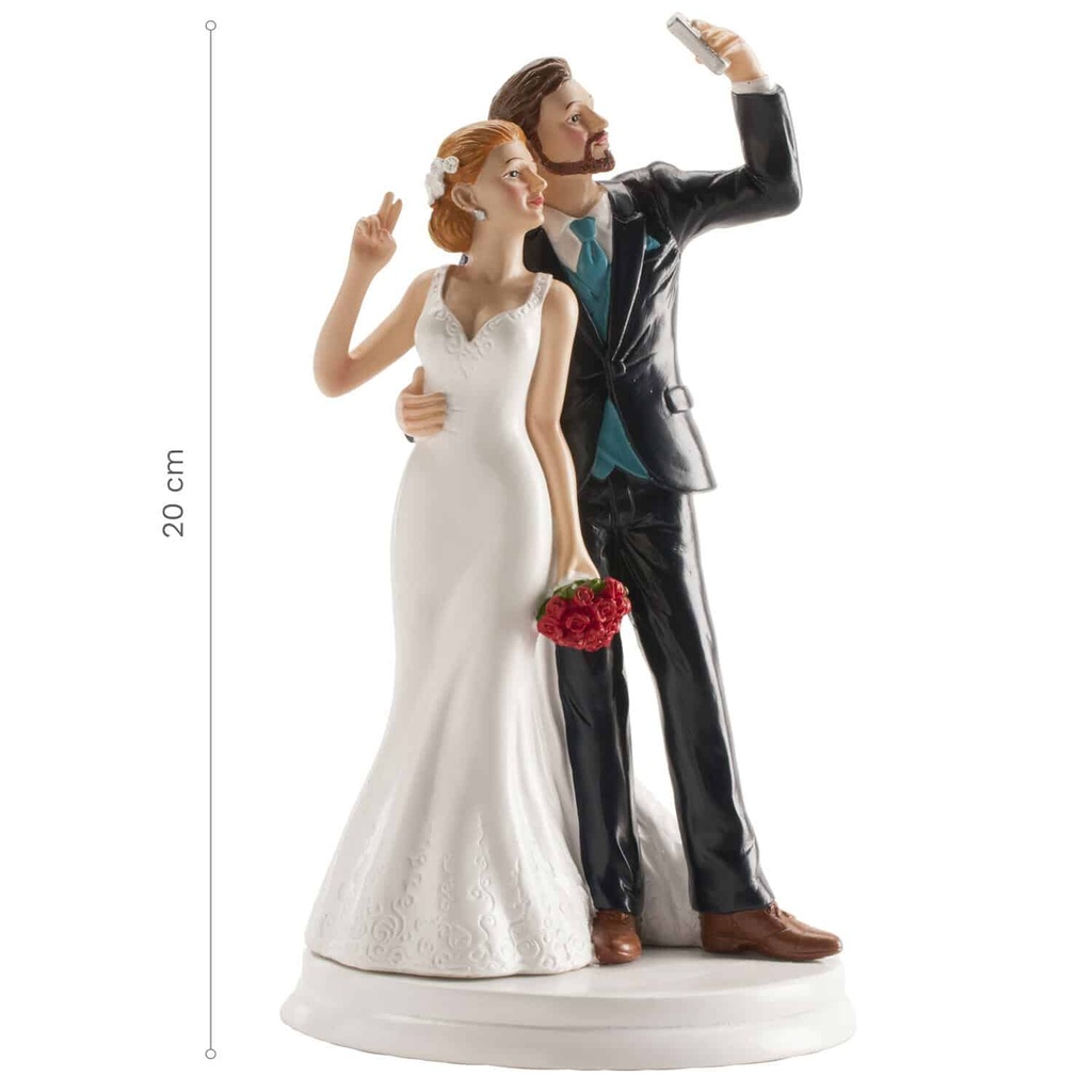 Wedding Couple Selfie Cake Topper – 20cm