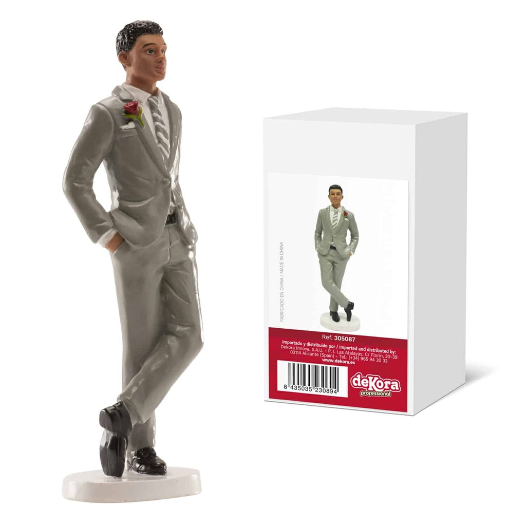 Wedding Man Grey Suit Cake Topper – 16 cm