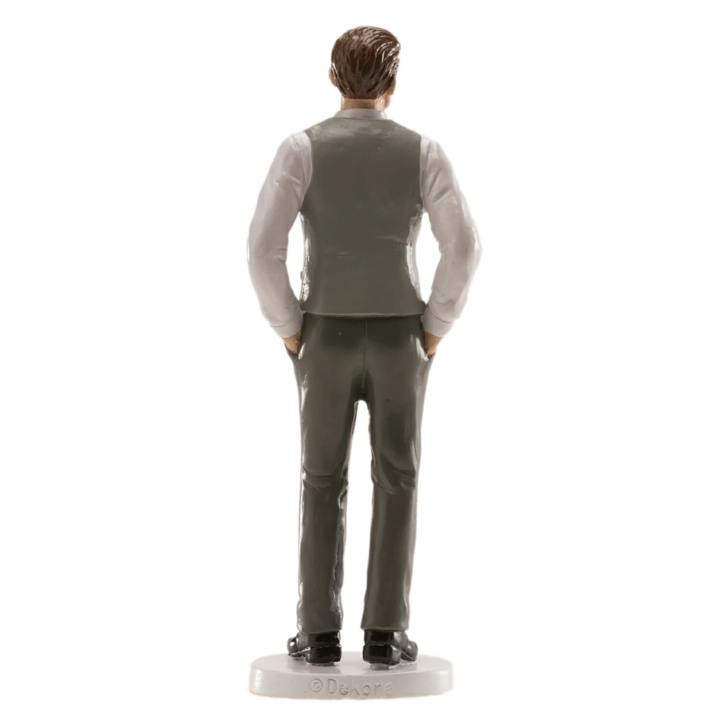Wedding Man Grey Vest Cake Topper – 16cm