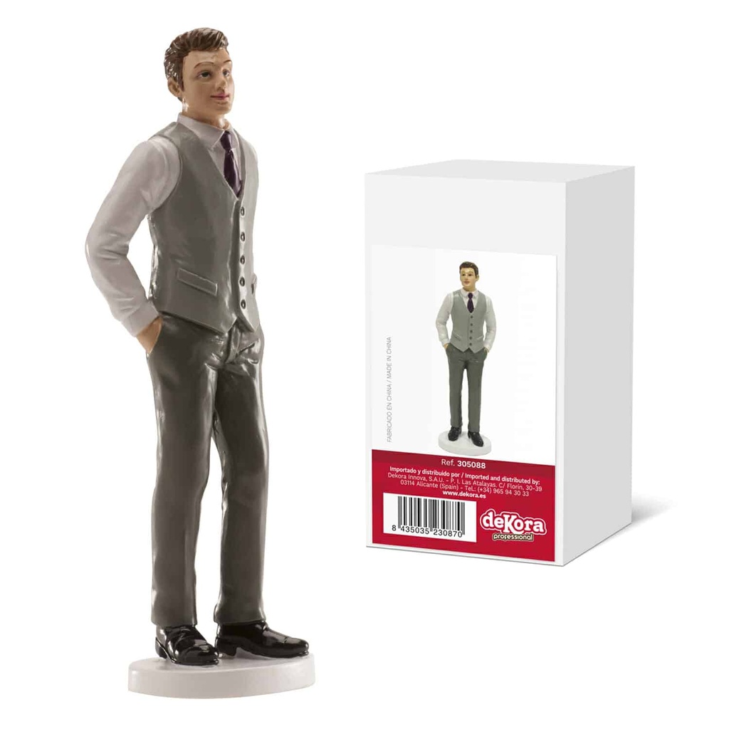 Wedding Man Grey Vest Cake Topper – 16cm
