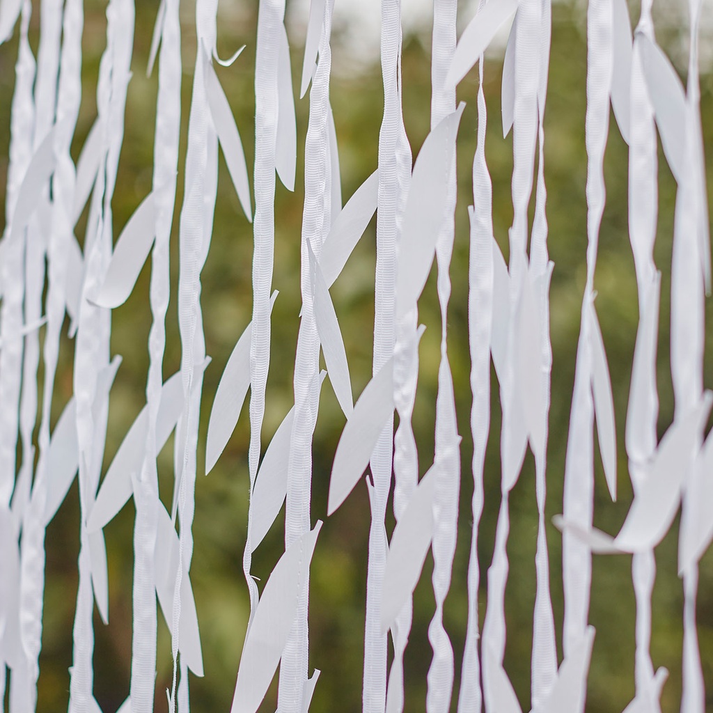 White Leaf Ribbon Backdrop – 100m