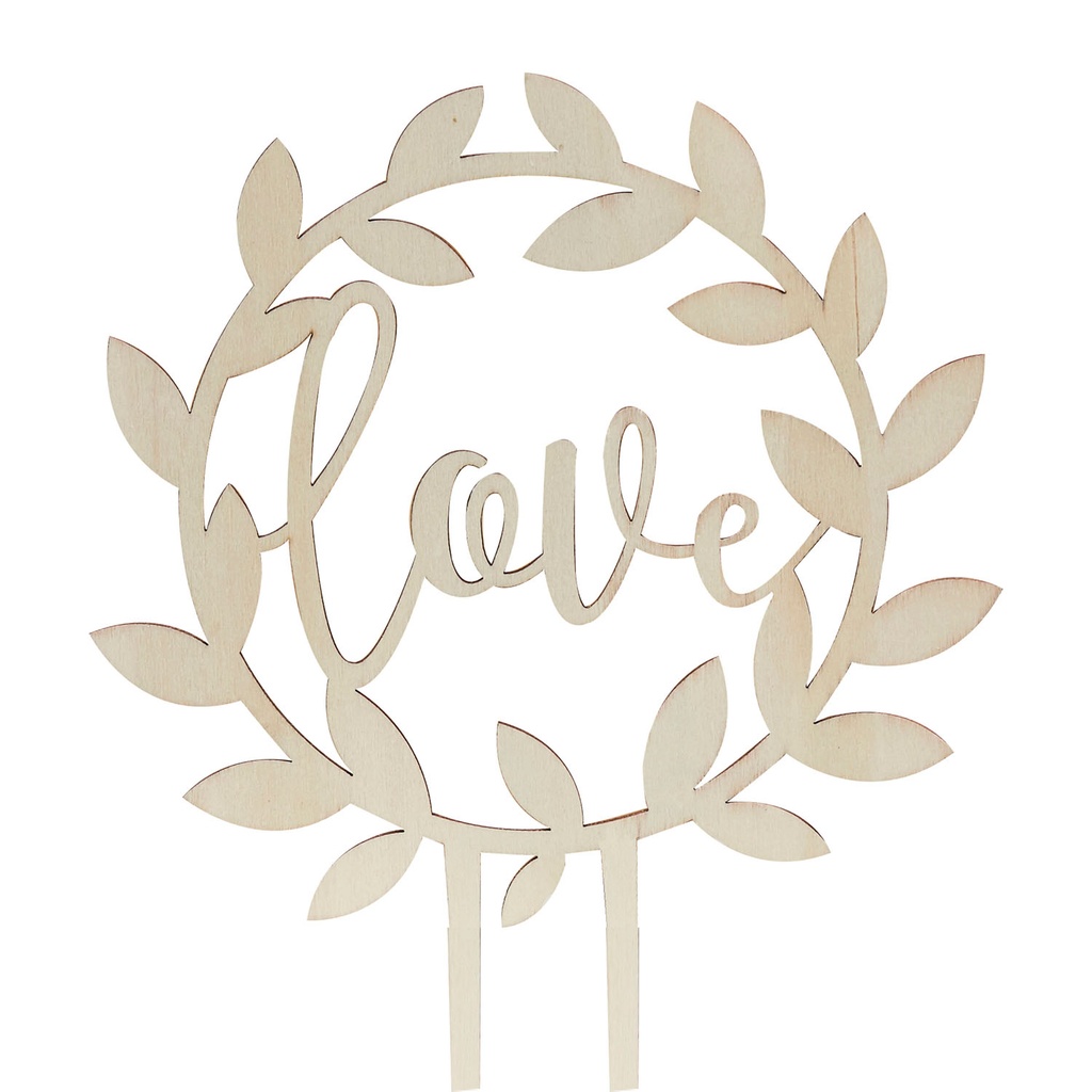 Wooden “Love” Wedding Cake Topper – 15cm x 19cm