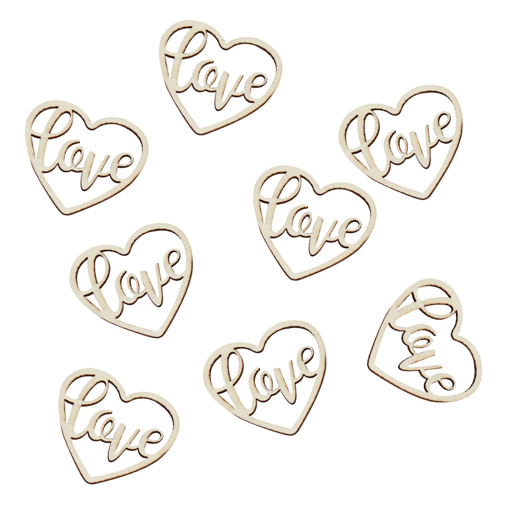 Wooden Heart Love Confetti Rustic Country – 24pk