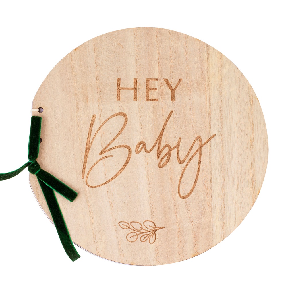Wooden Hey Baby Shower Guest Book – 22cm x 21.5cm