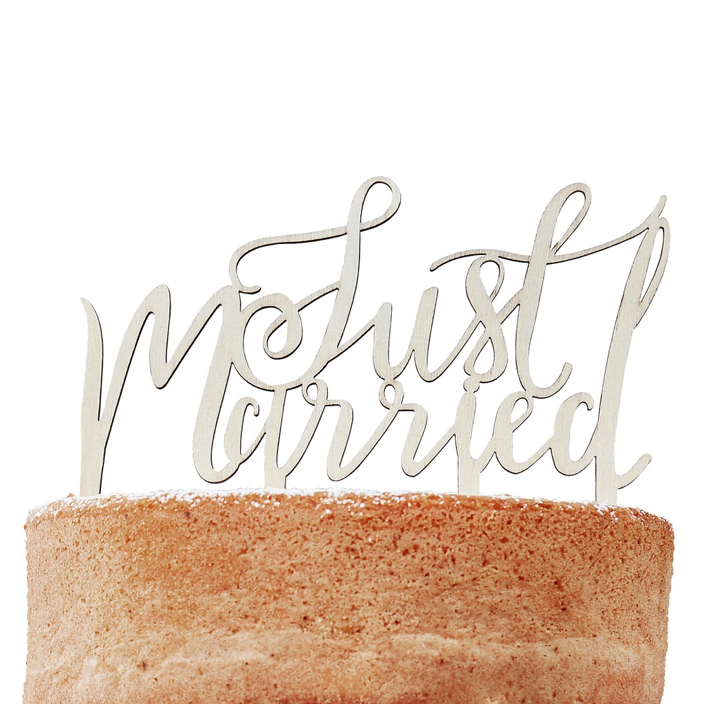 Wooden Just Married Cake Topper – 12.5cm x 14cm