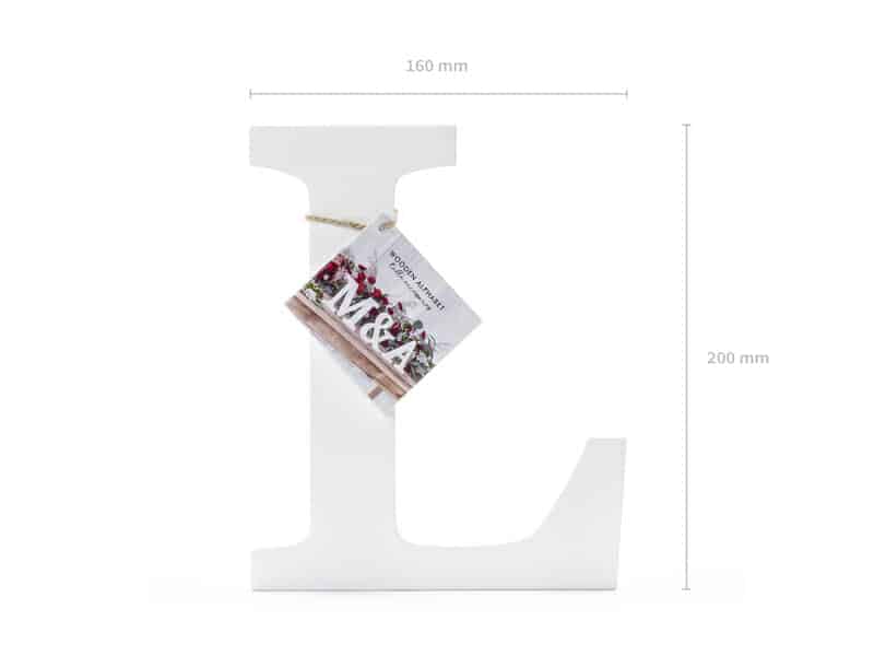 Wooden Letter L, White, 16x20cm