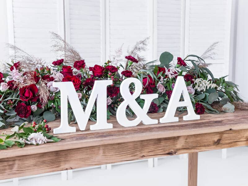 Wooden Letter M, White, 25x20cm