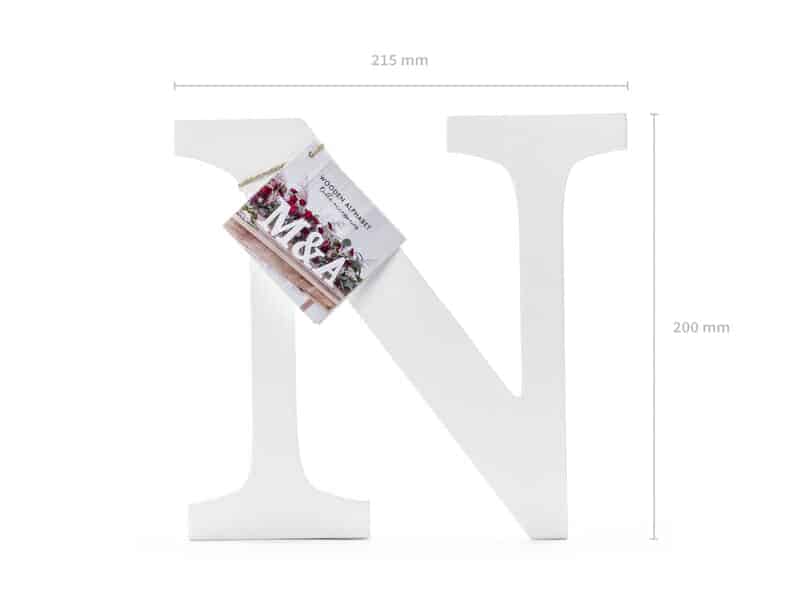 Wooden Letter N, White, 21.5x20cm
