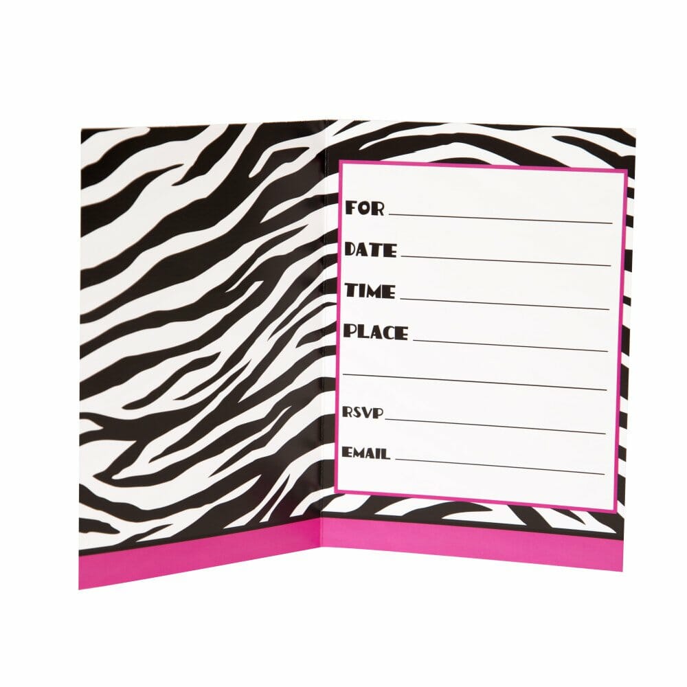Zebra Passion Pink Invitations – 8pk