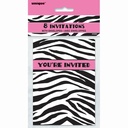 Zebra Passion Pink Invitations – 8pk