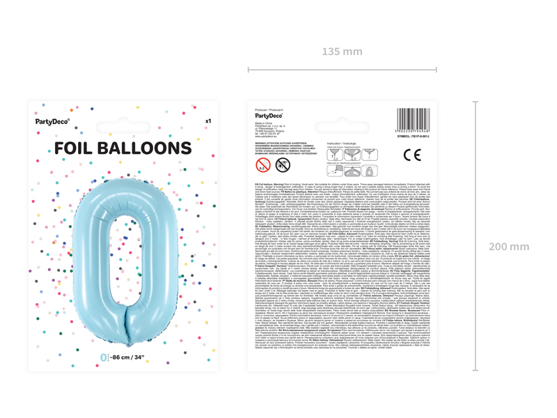 34 Inch Foil Balloon Number 0 – Light Blue