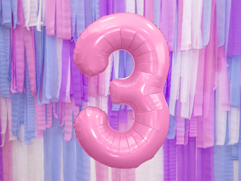 34 Inch Foil Balloon Number 3 – Light Pink