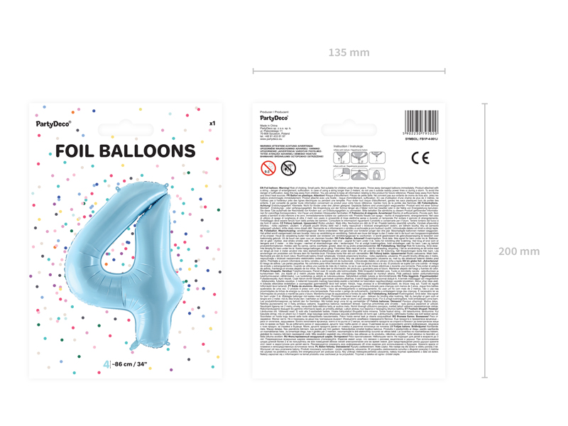 34 Inch Foil Balloon Number 4 – Light Blue