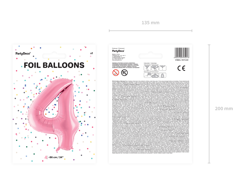 34 Inch Foil Balloon Number 4 – Light Pink