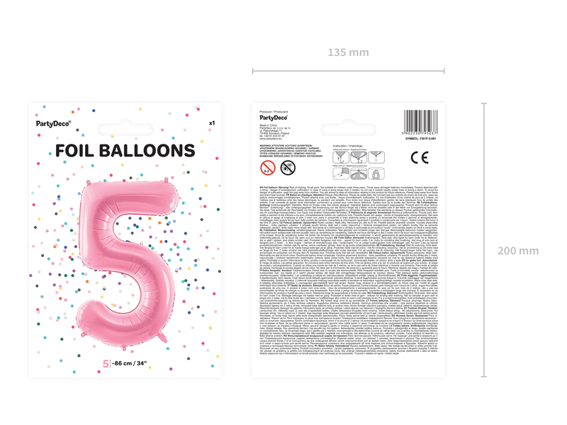 34 Inch Foil Balloon Number 5 – Light Pink