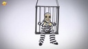 Halloween Imprisoned Skeleton With Light Sound & Movement 24x27cm - Video