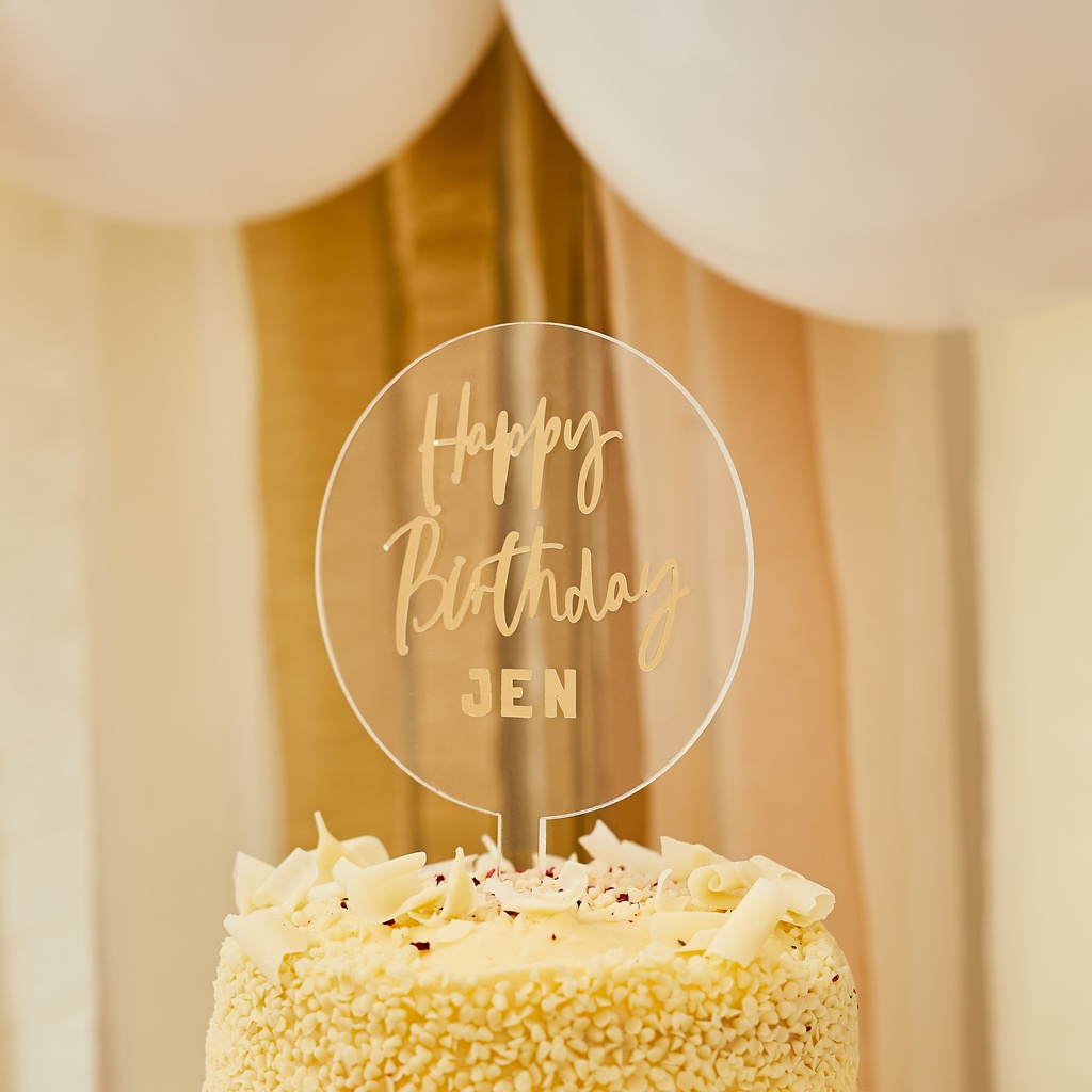 Acrylic Personalised Cake Topper With Gold Sticker Sheets
