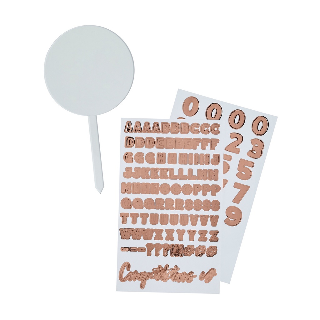 Acrylic Personalised Cake Topper With Rose Gold Sticker Sheets
