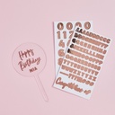 Acrylic Personalised Cake Topper With Rose Gold Sticker Sheets