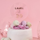 Acrylic Personalised Cake Topper With Rose Gold Sticker Sheets