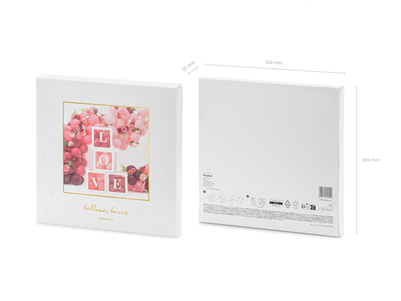 Balloon Boxes Love 30x30cm White (1pkt / 4pc)