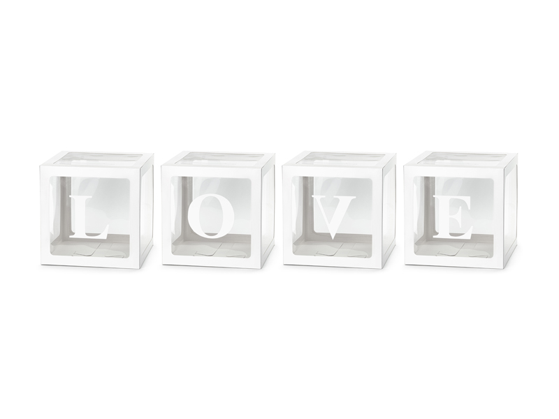 Balloon Boxes Love 30x30cm White (1pkt / 4pc)