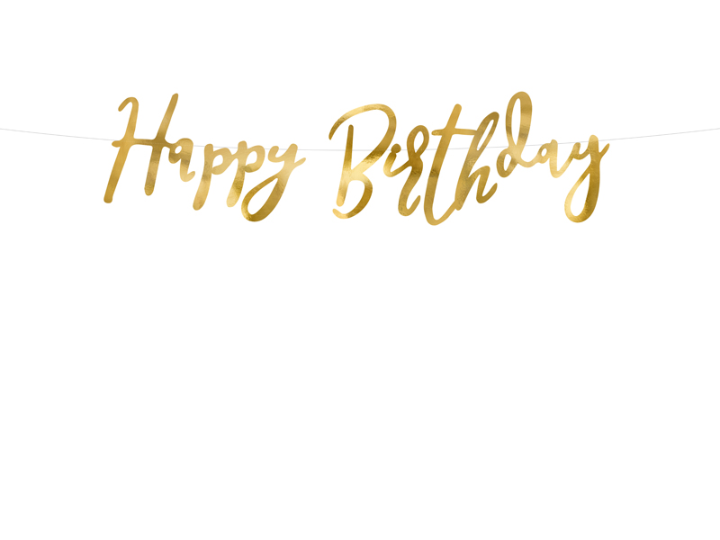 Banner Happy Birthday, Gold, 16.5x62cm