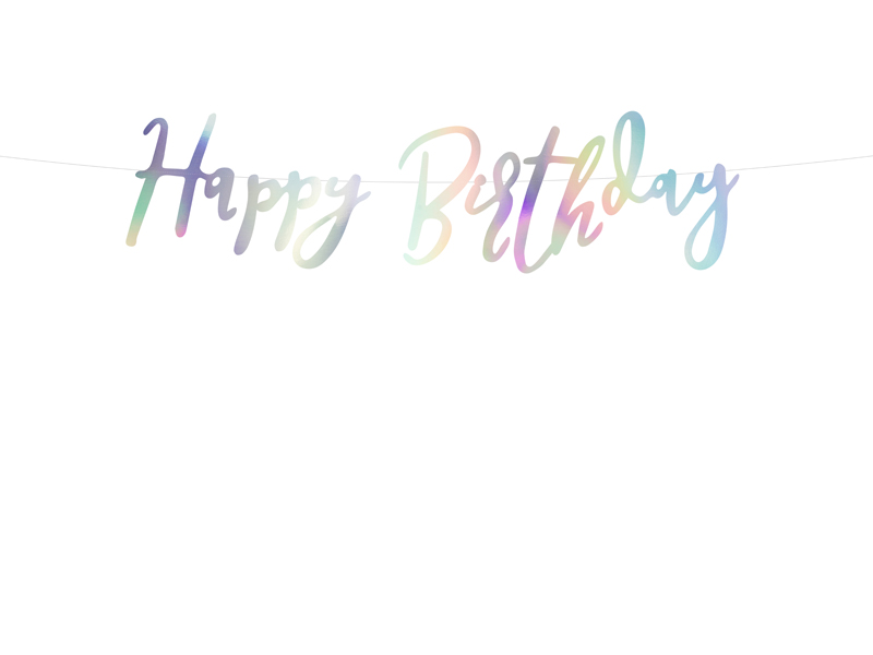 Banner Happy Birthday, Iridescent, 16.5x62cm