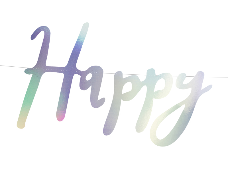 Banner Happy Birthday, Iridescent, 16.5x62cm