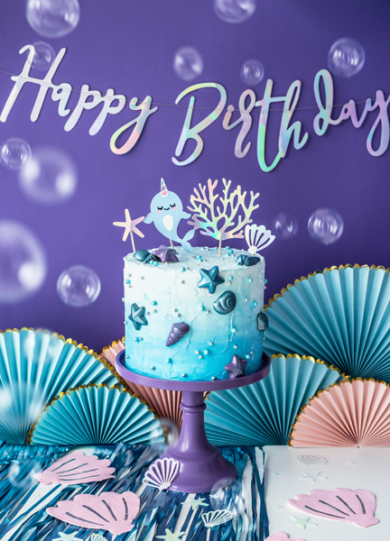 Banner Happy Birthday, Iridescent, 16.5x62cm