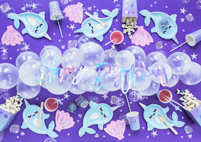 Banner Happy Birthday, Iridescent, 16.5x62cm