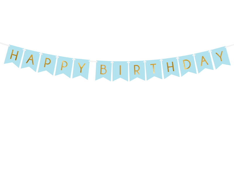 Banner Happy Birthday, Light Blue, 15 x 175 cm