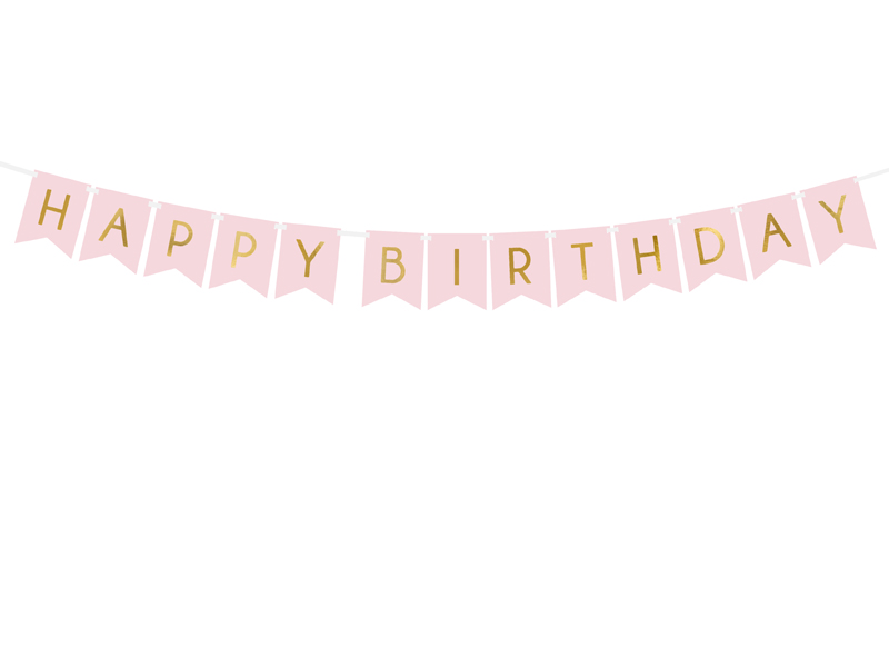 Banner Happy Birthday, Light Pink, 15 x 175 cm