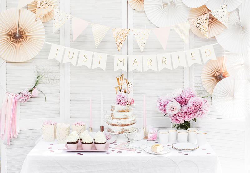 Banner Just Married, White, 15x155cm
